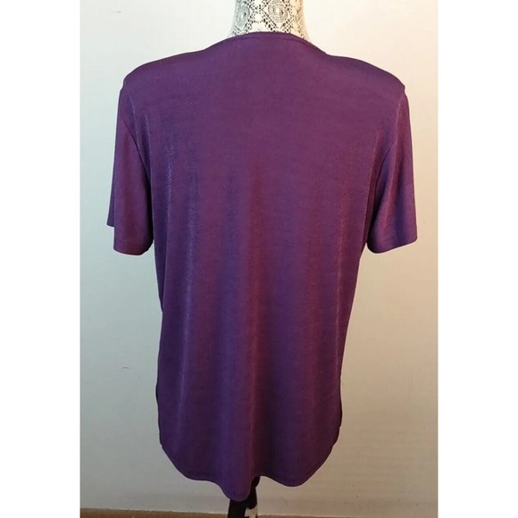 I.C.I. Women Vintage Short Sleeve Purple Shoulder Pads Top SZ M - Picture 4 of 4